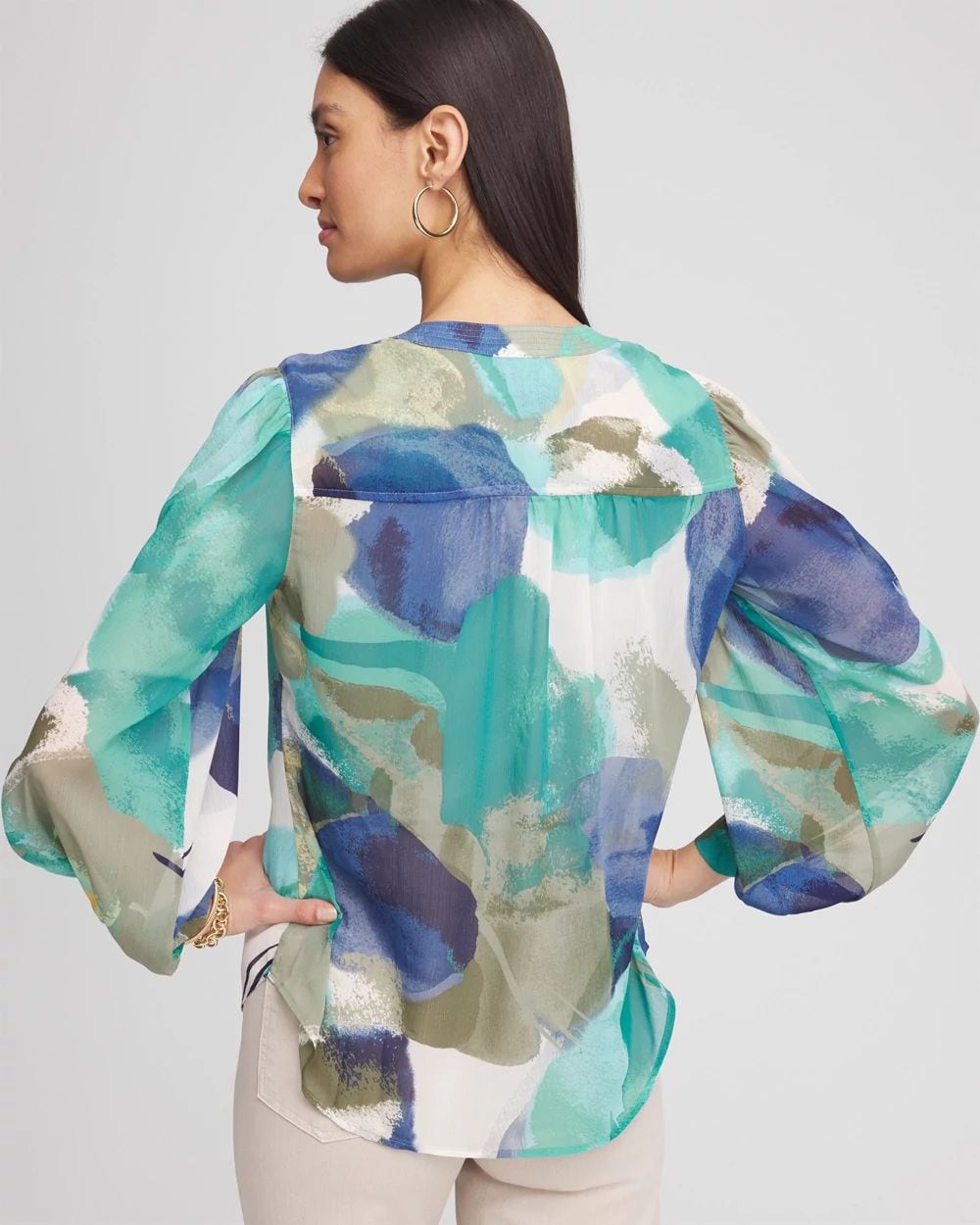Collarless Long-Sleeved Blouse | Chico's